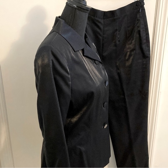 Vintage Banana Republic Black Shimmer Pantsuit Wool Blend Size 6 - Picture 4 of 7